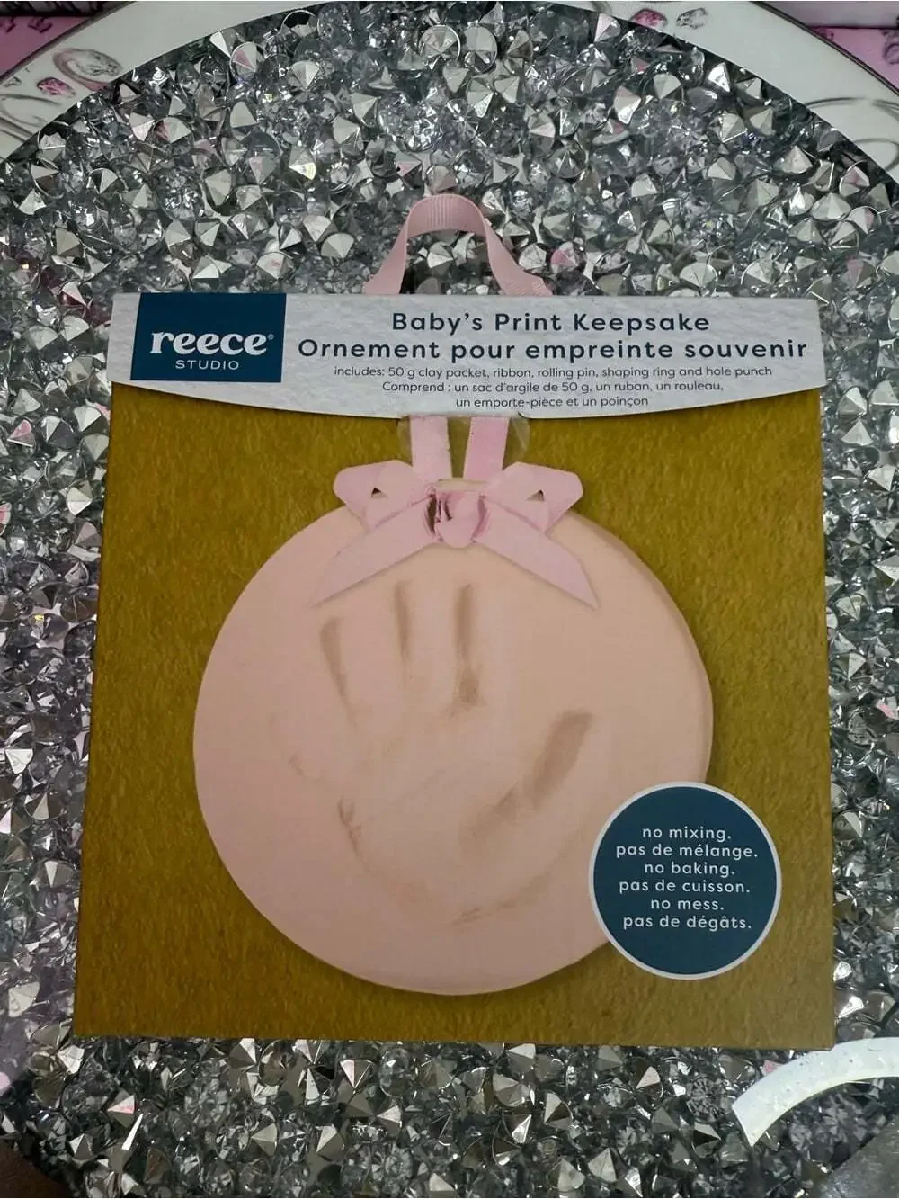 Reece Studio Baby's Print Keepsake Ornament in Pink
